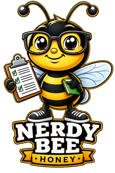 Nerdy Bee Honey mascot logo